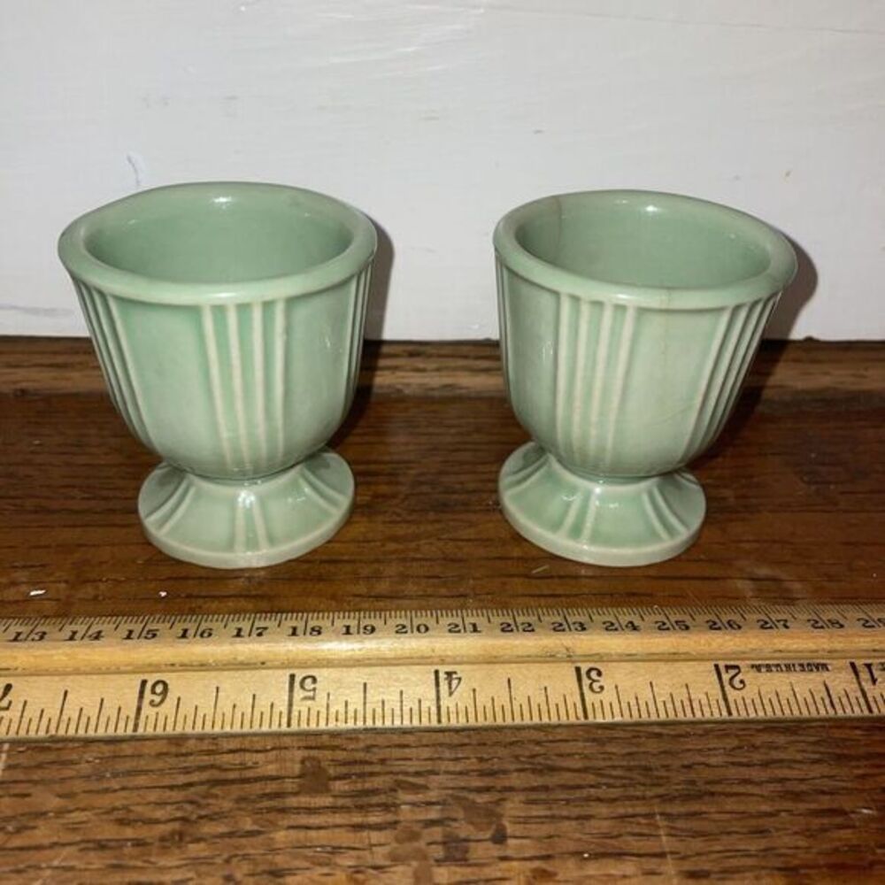 2 Celery Green Hanksware Egg Cups